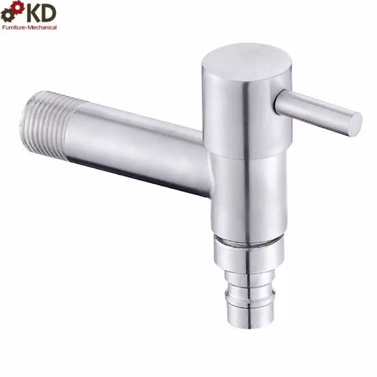 Vòi hồ inox 304 R.T.R-001 Thiết kế mới lạ có đầu dẫn lắp vừa ren đầu nối dây cấp máy giặt ( TAY VẶN BẠC)