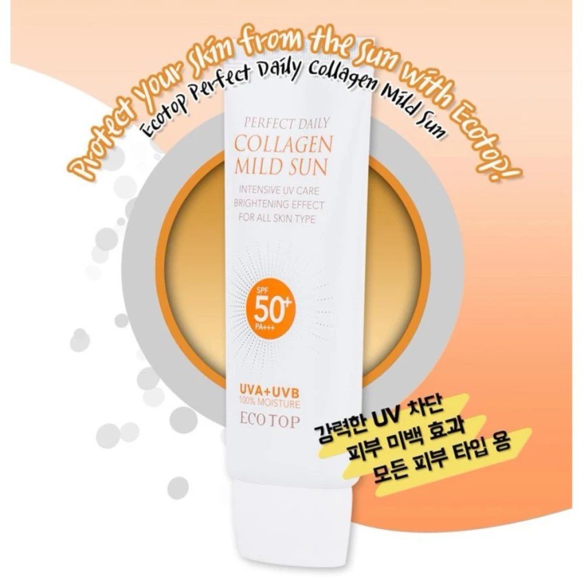 Kem chống nắng dưỡng da bố sung collagen Ecotop Perfect Daily Collagen Mild Sun SPF50+ PA+++ 70ml