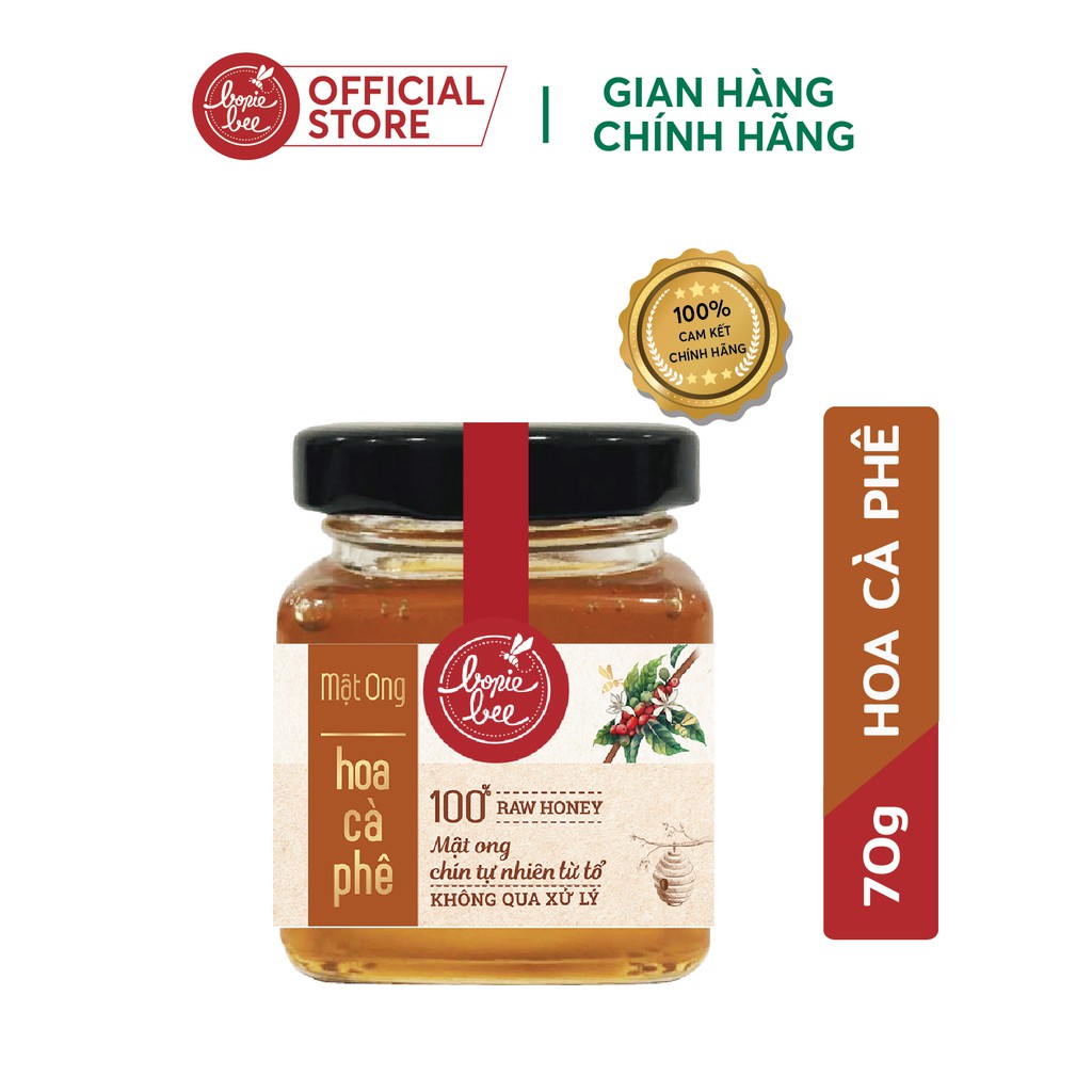 Mật Ong Nguyên Chất Hoa Cà Phê Bonie Bee (70gr) - Chín Tự Nhiên Từ Tổ - Không Qua Xử Lý 70g