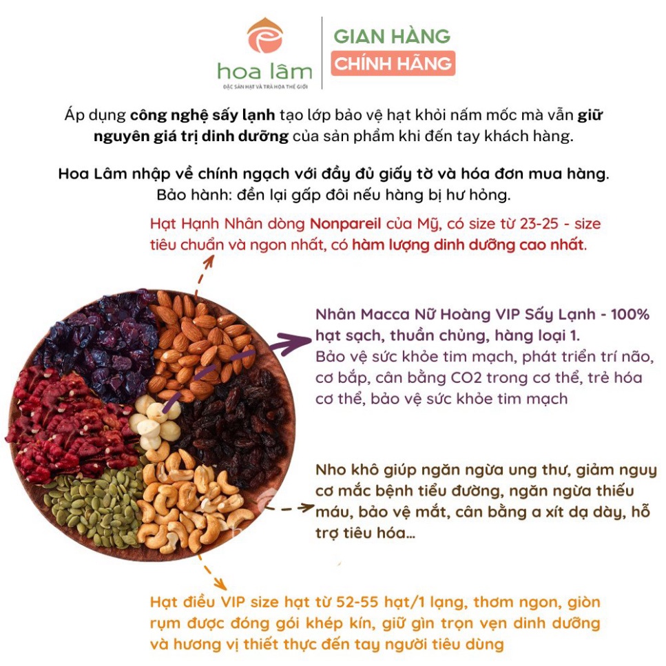 [Mã INCU50 giảm 50K đơn 250K] Hạt dinh dưỡng Hoa Lâm Nuts for Inner Health giúp thanh lọc cơ thể cho nam 35-50 tuổi 500g