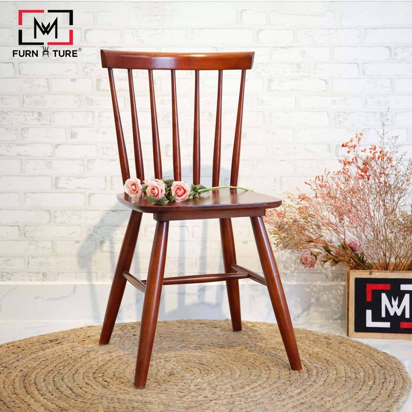 Ghế gỗ 7 nan hàn quốc màu nâu đậm thương hiệu MW FURNITURE - Nội thất căn hộ