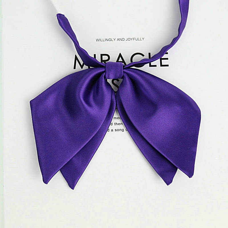 Cà Vạt Nơ Bằng Da Hai Lớp Màu Trơn Phối Hoa Dành Cho Nữ Sinh