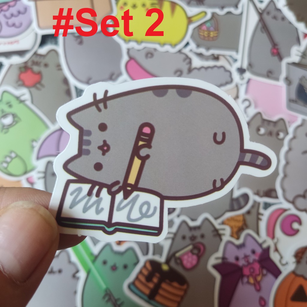 Set 45 Sticker Mèo dễ thương graffiti dán trang trí chống thấm nước