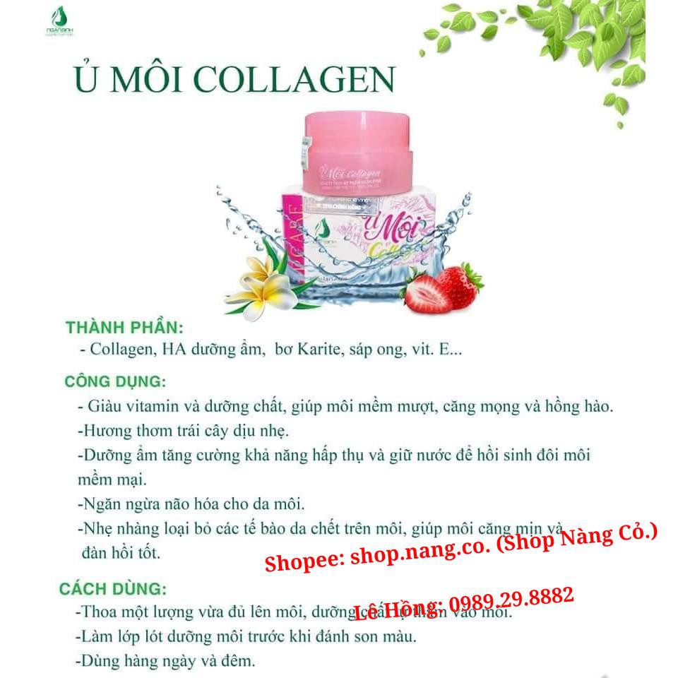 Ủ MÔI Collagen Ngân Bình 5g, Dưỡng MÔI KHÔ NỨT NẺ, Khử MÔI THÂM BONG TRÓC, LÀM HỒNG MÔI, HỒNG NHŨ HOA