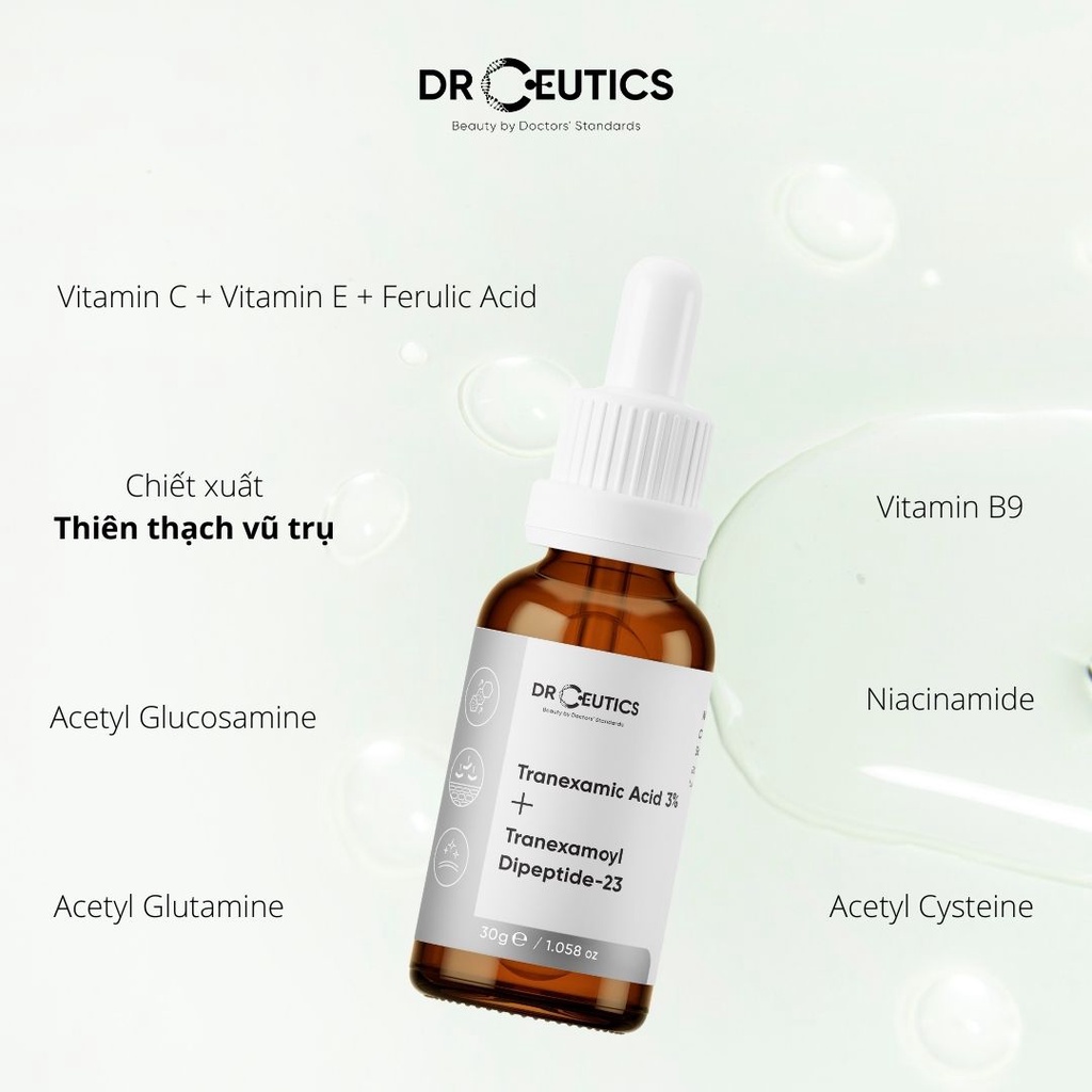 Serum DrCeutics Vitamin C 16%, Tranexamic 3% tinh chất giảm thâm, làm sáng da hiệu quả 30ml