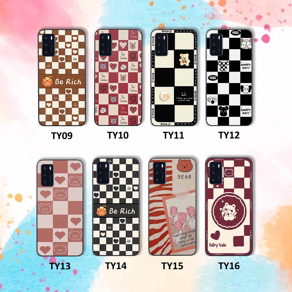 Ốp Oppo A16 gấu Bear rick caro vuông thời trang siêu đẹp