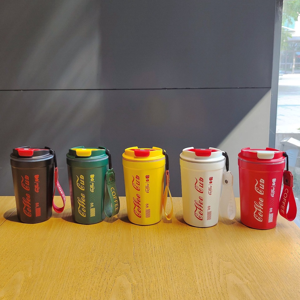 Bình iNox Giữ Nhiệt 380ml Có Dây Đeo VACUUM BOTTLE Coffe Cup