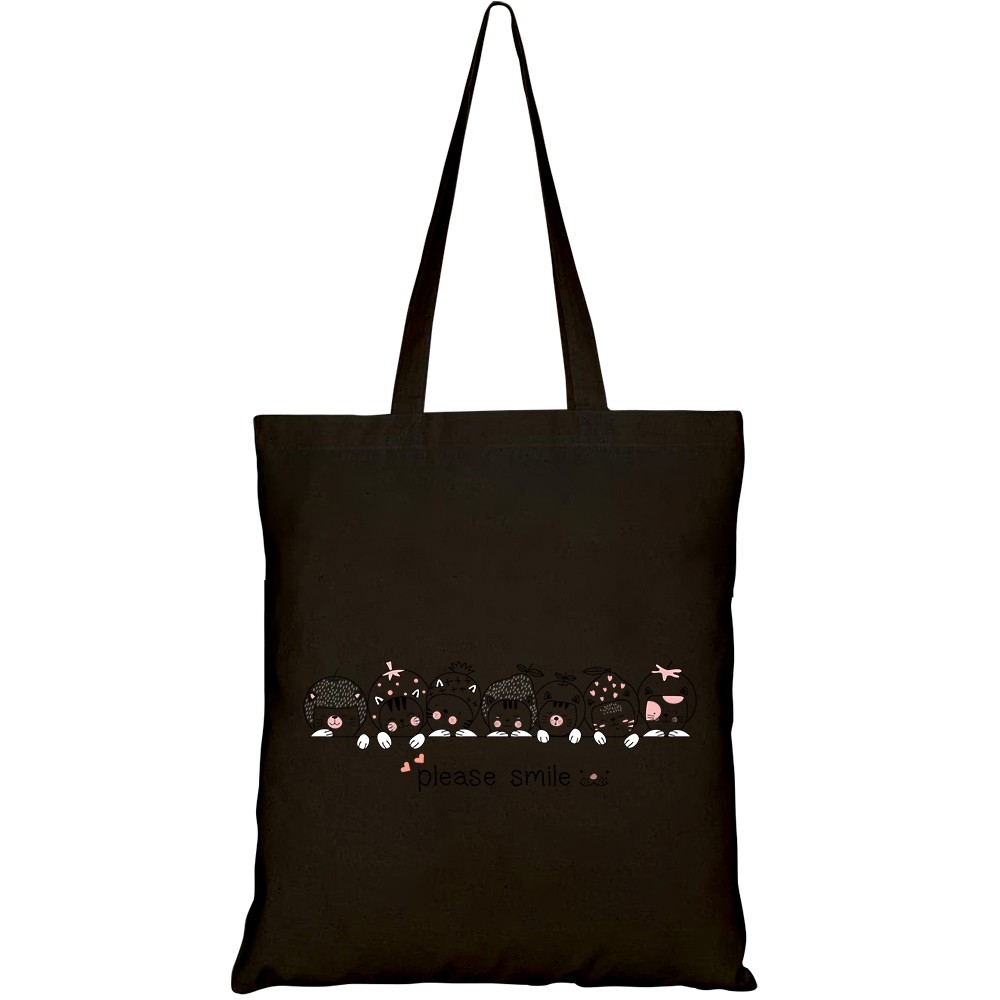 Túi vải tote canvas HTFashion in hình cute cat cartoon style HT154