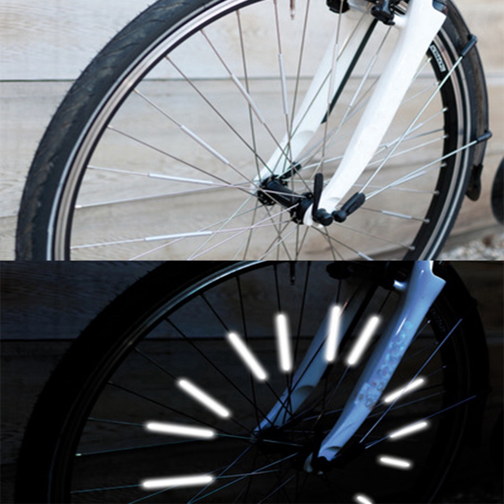 Set 12 ống phản quang đẹp mắt dài 8cm dùng gắn trang trí căm xe đạp