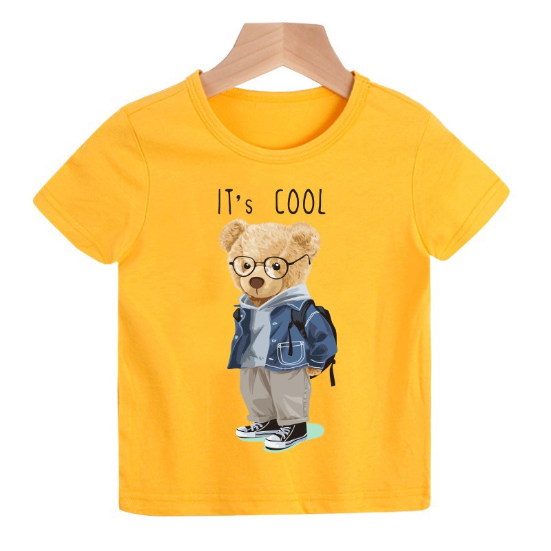 Áo thun trẻ em hình người gấu mang balo IT COOL .áo cho bé từ 6kg-30kg.AL20. .