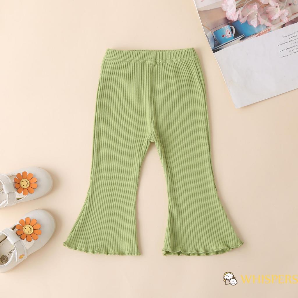 Bộ áo hai dây kẻ sọc ngang và quần dài ống loe co giãn cho bé gái