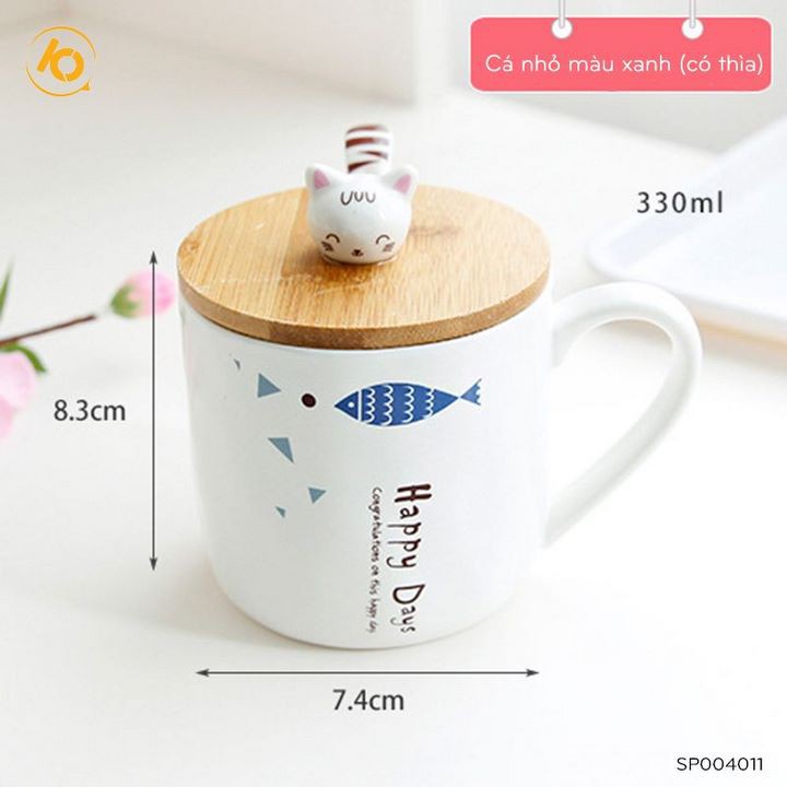 [Mã LIFEHOT1505 giảm 10% đơn 99K] Cốc sứ Happy Day uống trà, cafe độc đáo 350ml - SP004011