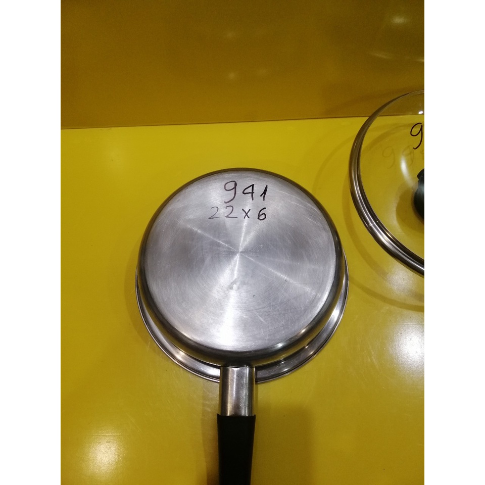 Chảo inox Cladex nội địa Nhật, size 22cm, cao 6cm (mã 941), Dùng được bếp từ