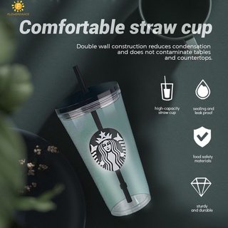  Bình Giữ Nhiệt Cao Cấp Starbucks Sippy Cup Mùa Hè Cốc Nước Có Ống Hút Nước Bong Bóng Trà 2 Lớp Trong Suốt Cốc Cà Phê Đen 470 ML FLOWERDANCE 