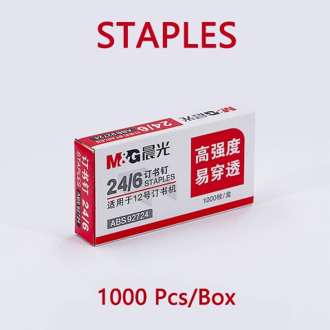Bộ kim bấm giấy M&amp;G mini màu trơn kèm hộp đựng cho trường học/văn phòng