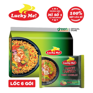 Lốc 6 gói mì xào Pancit Canton hương vị chua cay Chilimansi Lucky Me 60g