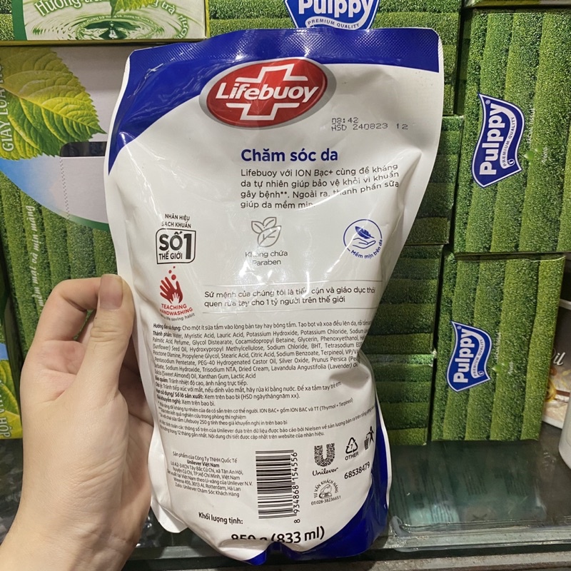 Sữa tắm Lifebuoy chăm sóc da - dạng túi 850g (833ml)