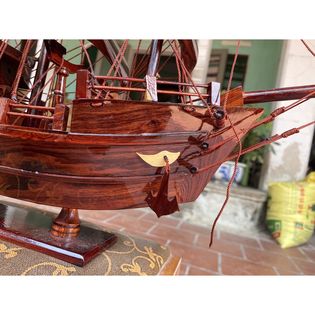 Mô Hình Thuyền Gỗ THÁI LAN Dài 55cm - Gỗ Cẩm Lai - Thân thuyền 40cm