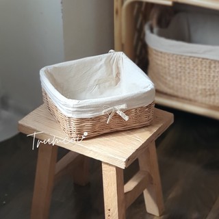 Khay/rổ mây dạng vuông lớn đựng đồ trang trí
