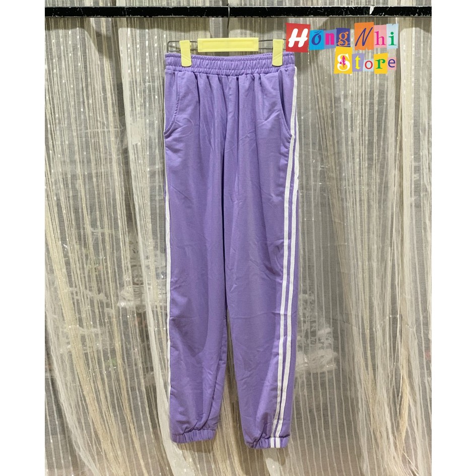 Quần Jogger Line Ulzzang Unisex Jogger Tím 2 Sọc Trắng Dáng Rộng - MM