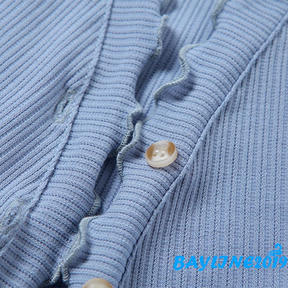 Áo Cardigan Tay Ngắn Phối Nút Xinh Xắn Cho Nữ
