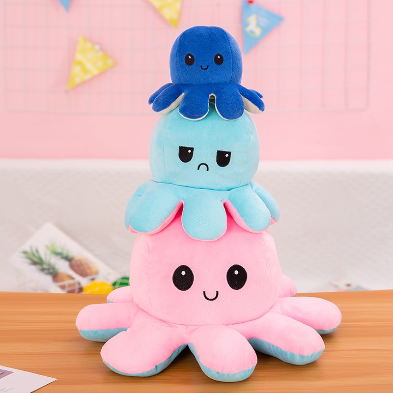 【Giải tỏa】40CM/30CM/20CM  Reversible Octopus- chất lượng cao Bạch tuộc nhồi bông cảm xúc Bạch Tuộc Đồ Chơi Nhồi Bông 40cm 30cm 10cm@yjteam66.vn