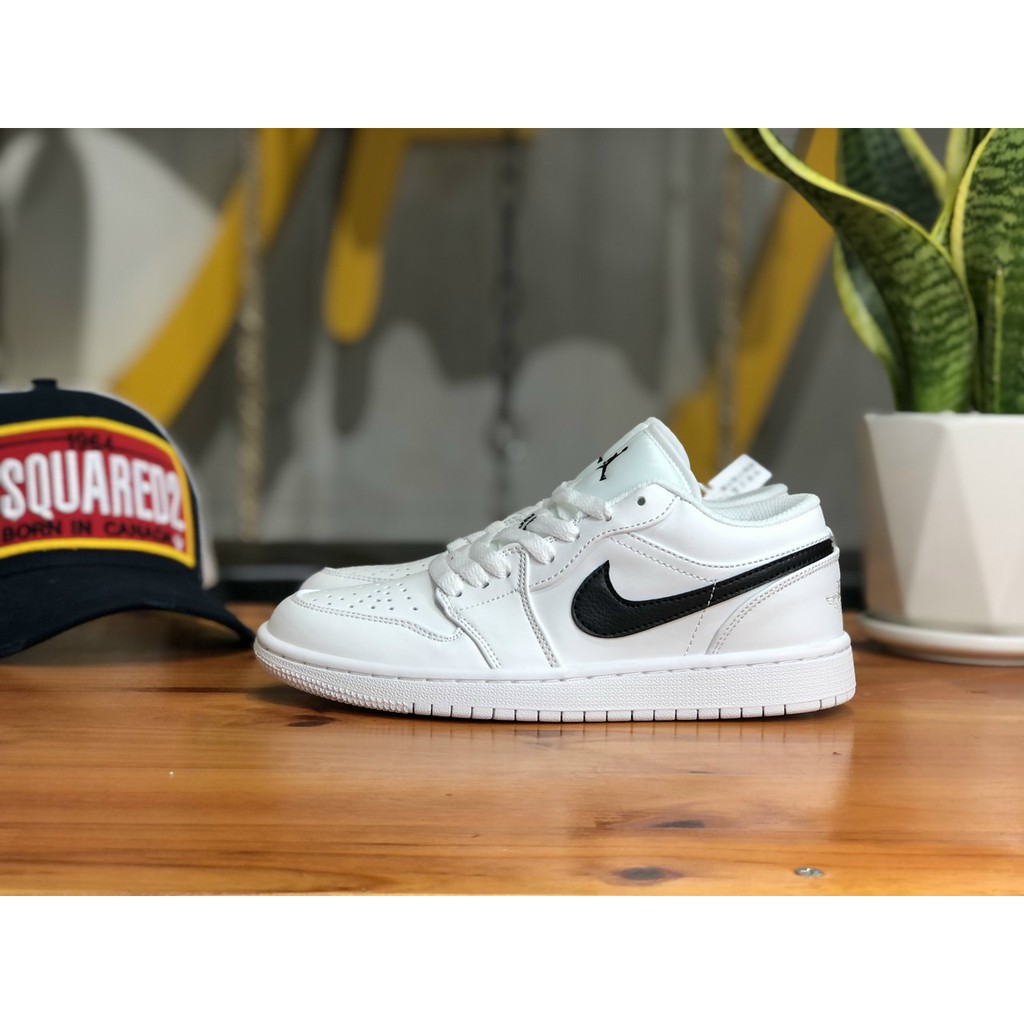 Giày Sneaker Jordan 1 Low Đen Trắng Fullbox, Giày thể thao nam nữ Jordan 1 Cổ Thấp Trắng đen Da nhăn, lót 2 lớp cực êm