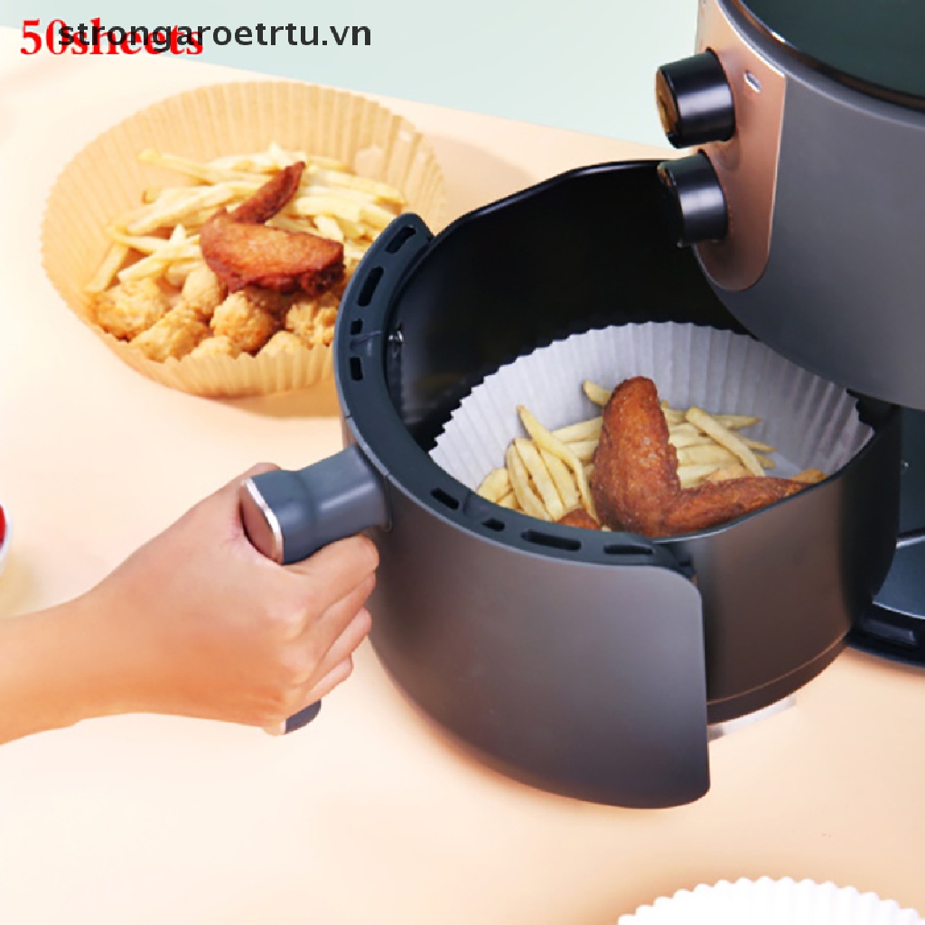 Bộ 50 Giấy Lót Nồi Hấp Không Khí Dùng Một Lần Hình Tròn Bằng Bột Gỗ 16cm