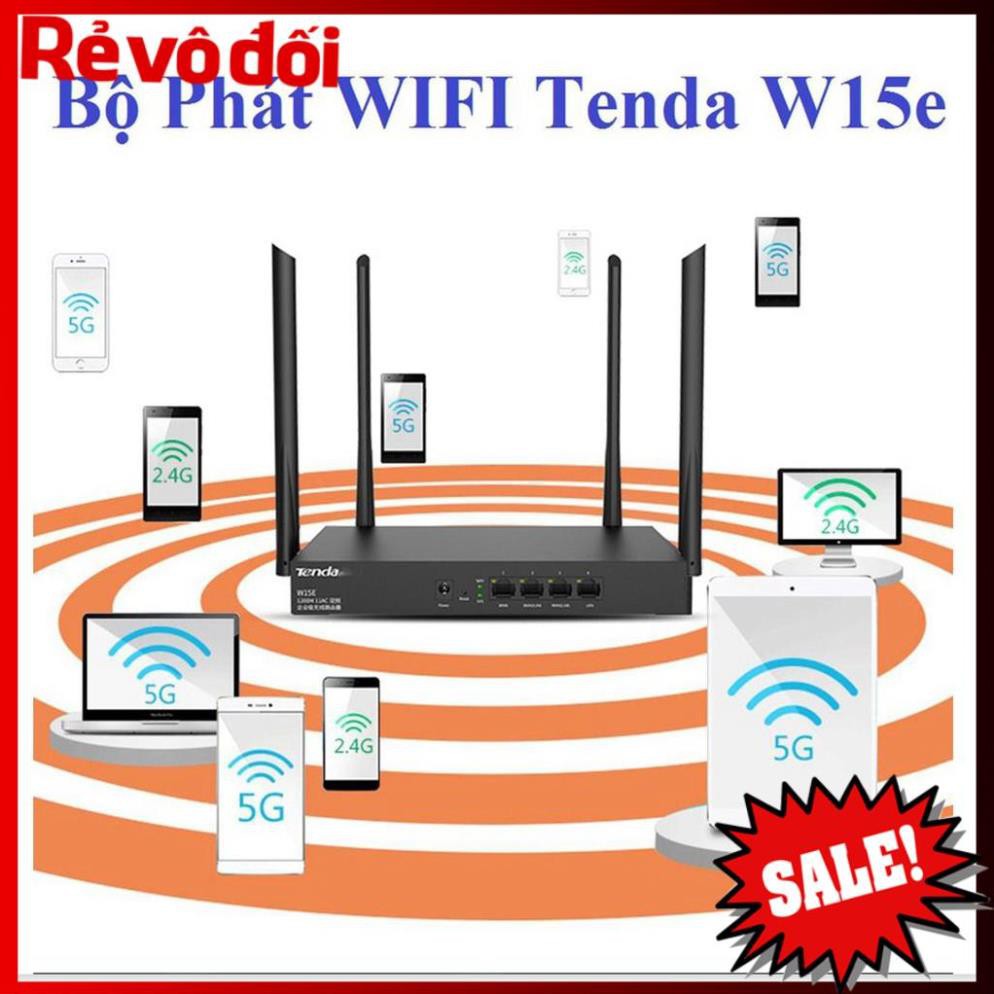 ( Xả kho sập sàn) Bộ Phát WIFI Tenda W15e Ac1200mps Mạng Doanh Nghiệp 50 User  - bảo hành uy tín