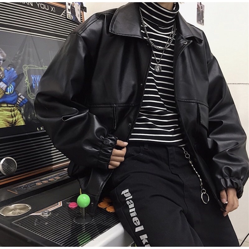 Patched Leather Jacket P2 - áo khoác da độc đáo với hình thêu unisex nam nữ