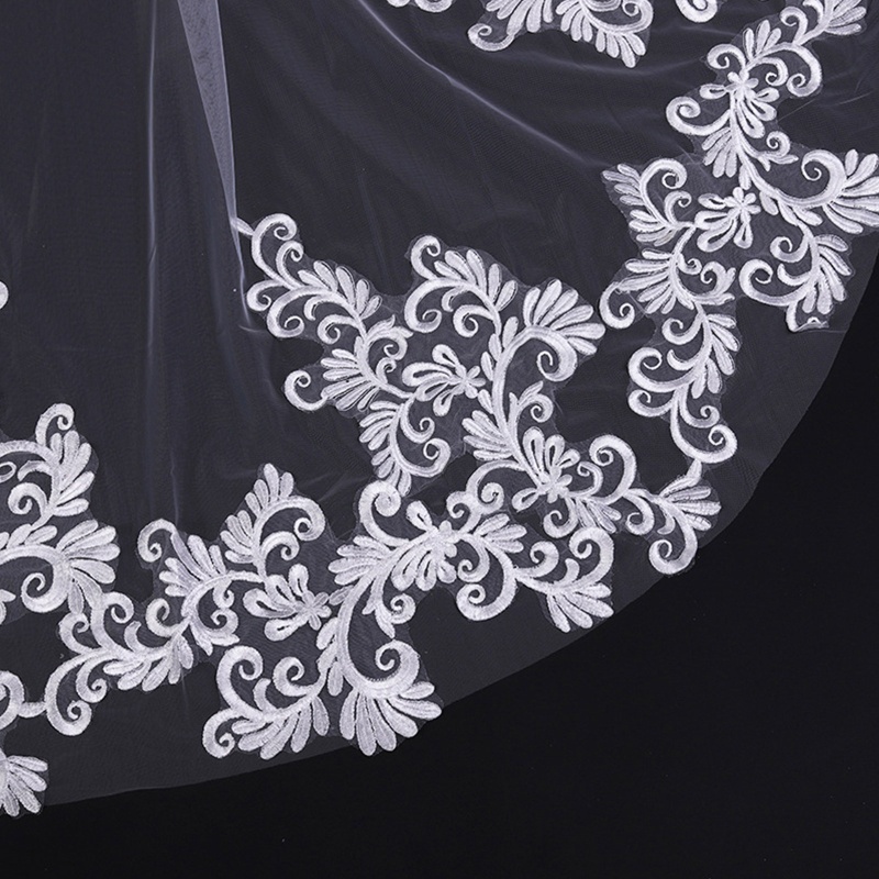 Mạng Che Mặt Vải Tuyn Một Lớp Phối Ren Tinh Tế Cho Cô Dâu