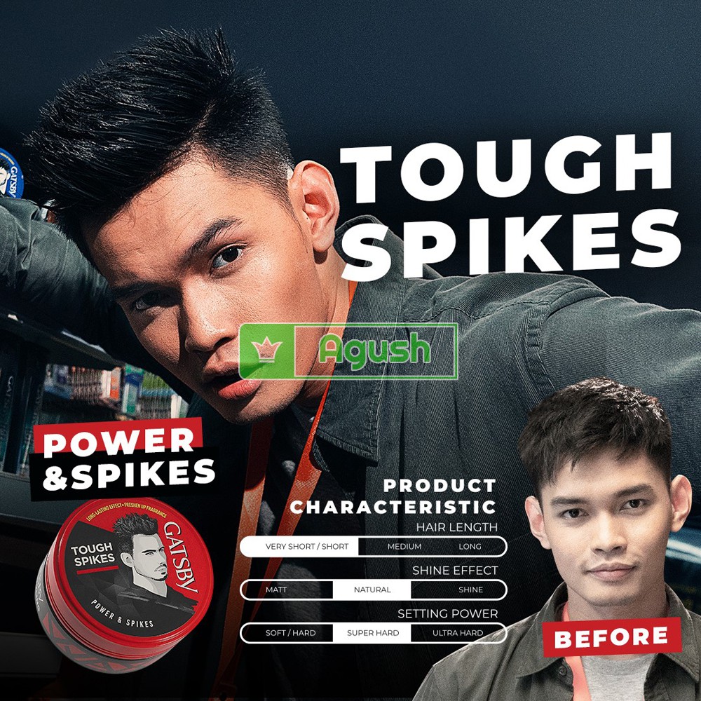 Sáp vuốt tóc nam chính hãng thơm tạo kiểu tóc Gatsby Styling Wax Power Spikes lọ 75G giữ nếp cứng bóng không bết giá rẻ