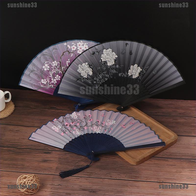 Quạt Xếp Bằng Tre Và Vải Lụa Phong Cách Trung Hoa sunshine33