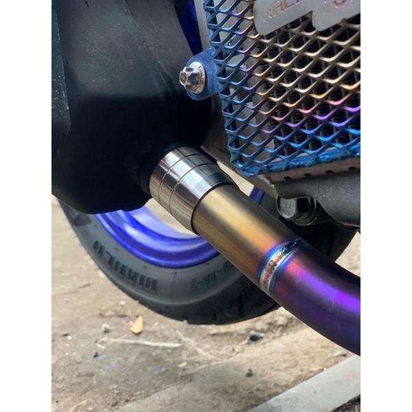 Đót nối  chống xì cho cổ pô titan inox 304 CNC size 27 & 32