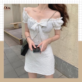 Đầm/Váy trễ vai trắng cao cấp ôm body