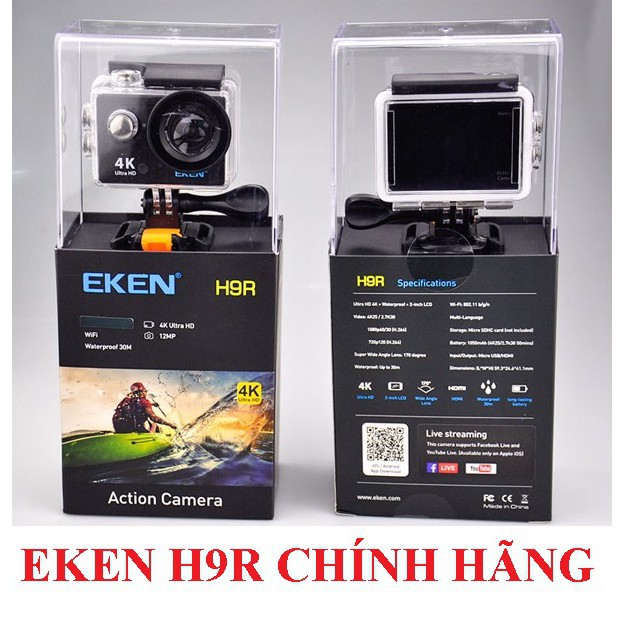 Camera 4k Eken H9r bản mới V8 nâng cấp 20MP - camera wifi ip xe máy oto phượt chống nước chống sốc chống rung