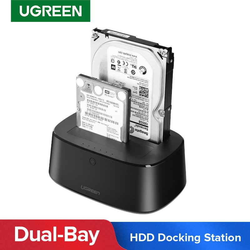 Hộp Đọc ổ cứng HDD/SSD 2 Cổng SATA 2.5/3.5&quot; 16TB,USB 3.0 Tốc độ UASP 6Gbps Ugreen 50742 CM198