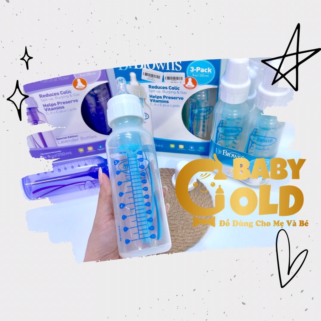 🍼 BÌNH SỮA DR.BROWN CỔ HẸP NATURAL FLOW - CHỐNG ĐẦY HƠI, CHỐNG SẶC, CHỐNG NÔN TRỚ TỐT NHẤT USA 🇺🇸