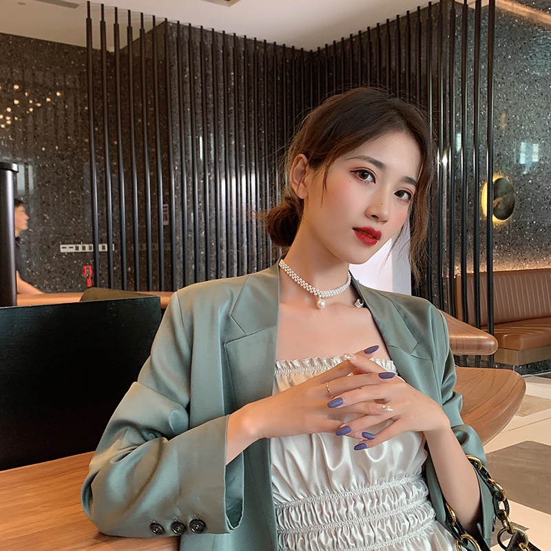 Vòng Cổ Choker Ngắn Đính Ngọc Trai Đơn Giản Thời Trang Dễ Phối Đồ