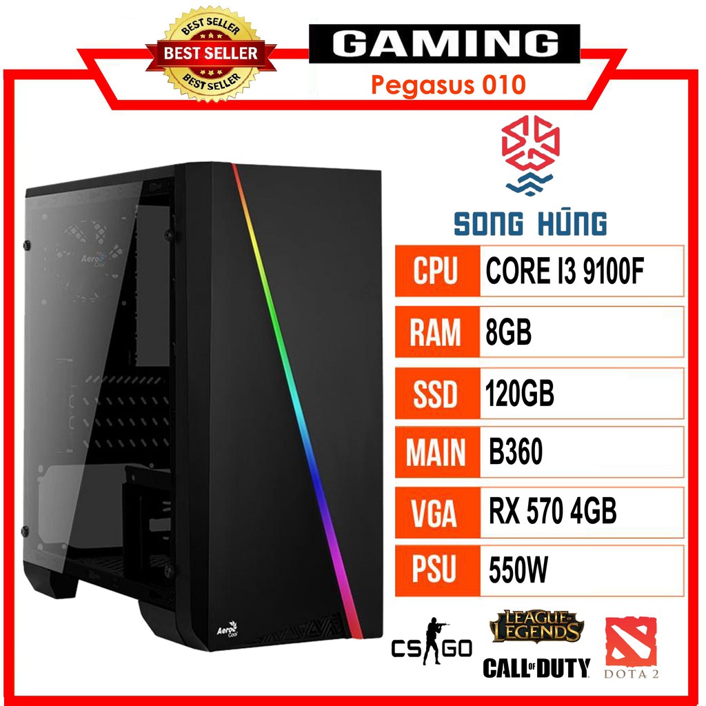 Máy bộ PC GAMING Pegasus 010 (I5 9400F/B360/8GB RAM/RX570  /500W/Tản nhiệt CPU Jonsbo CR-1000 RGB)