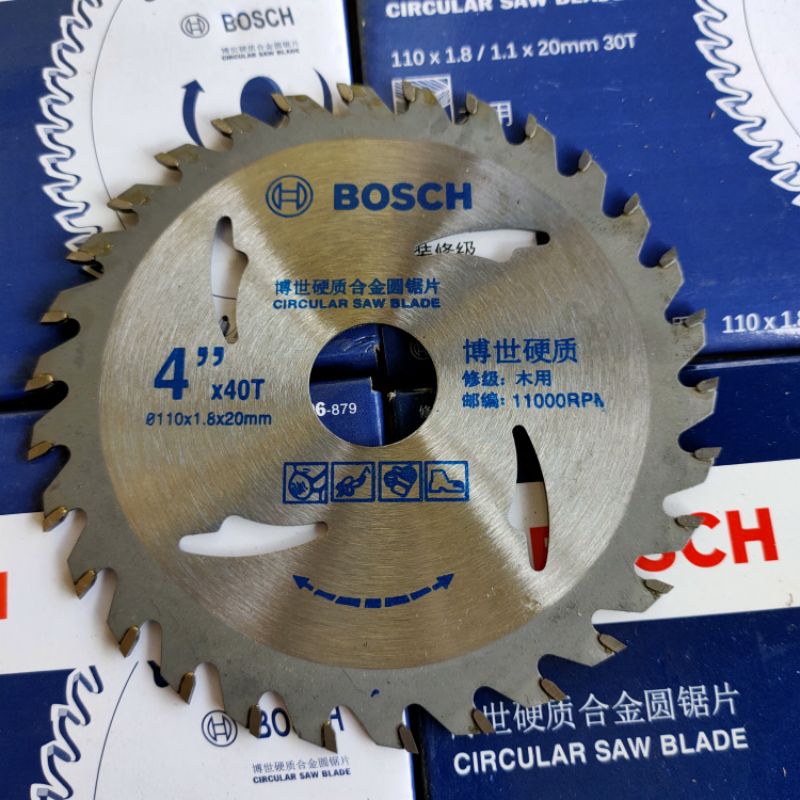 Lưỡi cưa gỗ, cắt gỗ Bosch đĩa cưa phi 110 x1.8 x20mm, loại cưa 40 răng được làm bằng hợp kim thép cứng, cắt ngọt, mịn