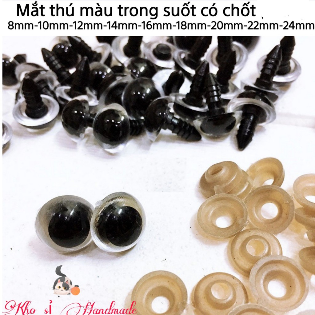 Mắt thú màu trong suốt có chốt an toàn cho bé -1 đôi