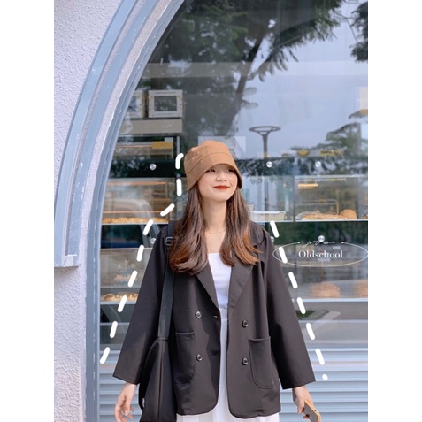 ÁO VEST NỮ, ÁO BLAZER TRƠN ĐEN HÀN QUỐC 1 LỚP JAMOO