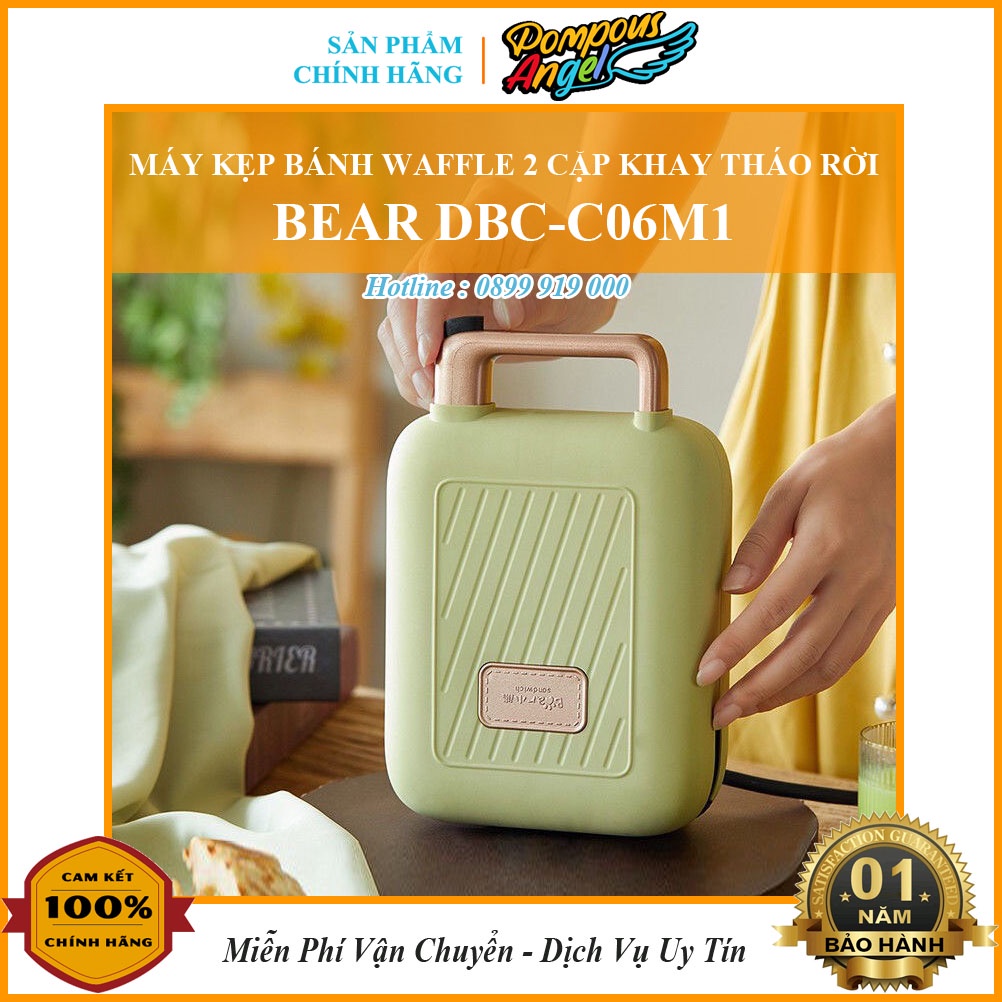 Máy kẹp bánh mỳ Sandwich/Waffle BEAR DBC-C06M1 màu xanh bảo hành 12 tháng