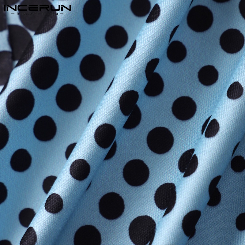 Áo thun INCERUN tay ngắn cổ tròn in họa tiết chấm bi thời trang đi chơi cho nam