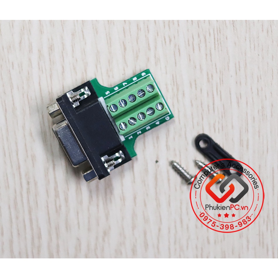 Đầu nối DB9 cổng COM Chân Đực, Cái  Văn vít. Dủng tạo cáp COM DB9 RS232 RS422 RS485 cho máy Công nghiệp