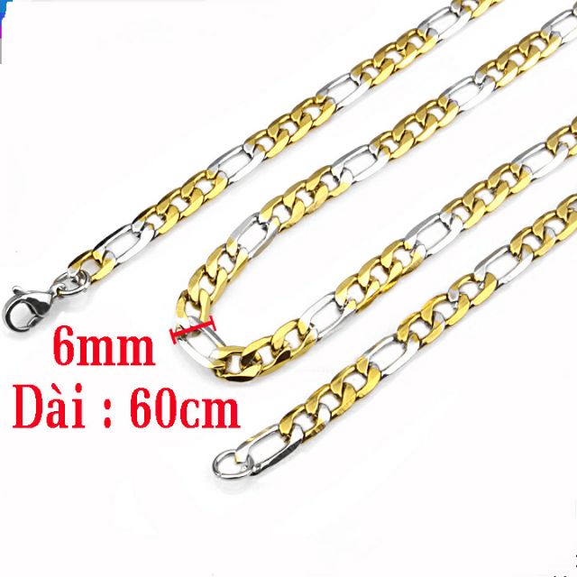 Dây chuyền nam inox kiểu lặc cách điệu mạ vàng