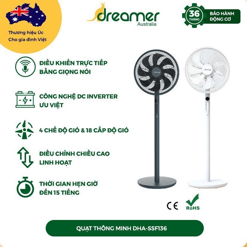 Quạt Cây Thông Minh, Điều Khiển Bằng Giọng Nói DREAMER DHA-SSF136G