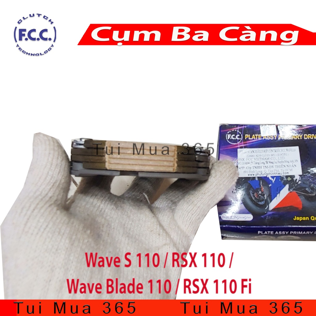 Full Bộ nồi trước và sau dành cho xe Wave S 110, RSX 110, Wave Alpha 110, Wave Blade 110, RSX 110 Fi zin Honda với FCC