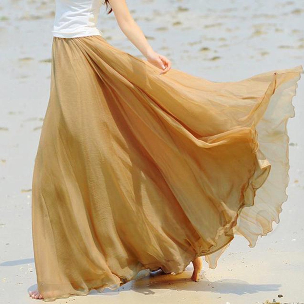 Váy maxi dài vải chiffon cho nữ